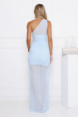 Beachfront Soirée One Shoulder Maxi Dress Blue